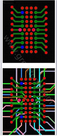 焊盤內(nèi)過孔用于內(nèi)部，而外部引腳在0.5mm柵格上扇出-深圳宏力捷