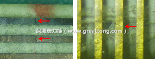 如果擔心這個方法可能對弄斷銅箔線路，也可以試著將銅箔線路旁沒有銅箔的位置切開，然后試著撕開剝離外層護膜(cover film)，達到相同的目的