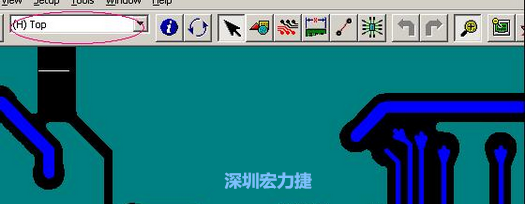 如果圖形像下圖一樣無法顯示鉆孔，只須圖（186）將紅色圈住的活動層改為當(dāng)前顯示層即可。