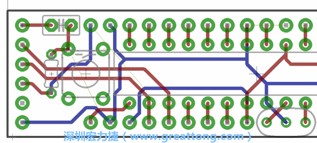 4.2. 然后在電路板的背面進(jìn)行布線。