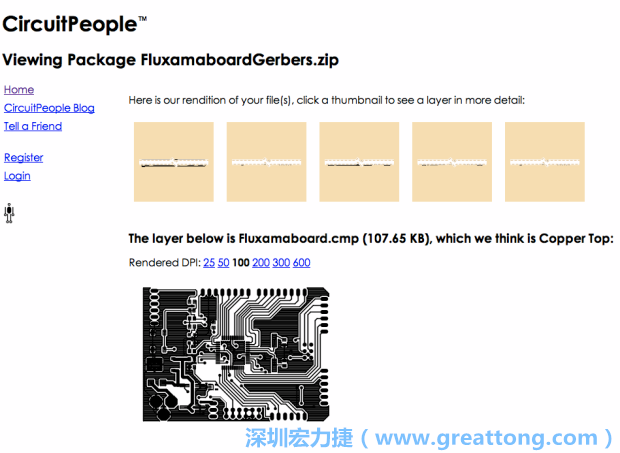 預(yù)覽Gerber格式中最簡(jiǎn)單的方式是使用來(lái)自Circuit People的免費(fèi)線上工具。