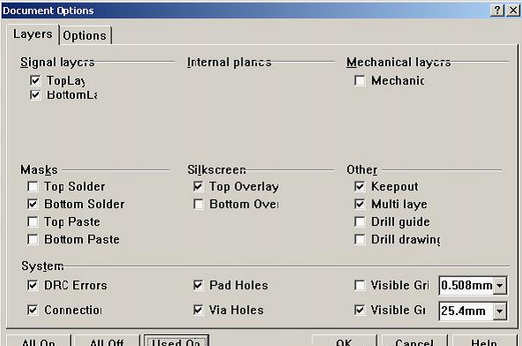 按“L”打開層設(shè)置窗口，打開各層圖形進(jìn)行初步檢查，看文件有無設(shè)計(jì)上的問題或有無特殊的、在處理文件時(shí)需特別留意之處
