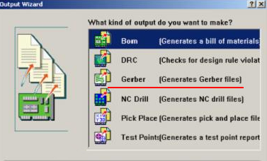8. 檢查及初步調(diào)整后，按“Q”將單位改為“mil”，按“F、M”轉(zhuǎn)換文件，在彈出的窗口點(diǎn)“Next”進(jìn)入圖（149），選擇“Gerber”，進(jìn)入Gerber轉(zhuǎn)換操作，按“Next”進(jìn)入